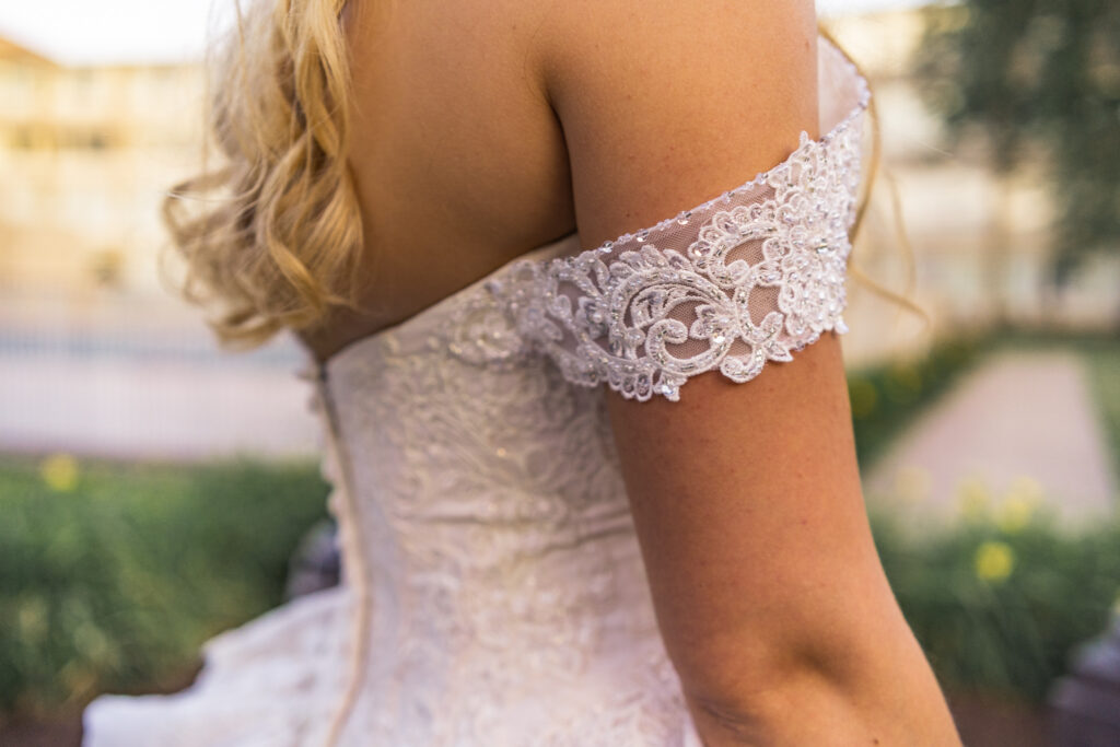 details of a bride's wedding dress Chicago Wedding Venues
