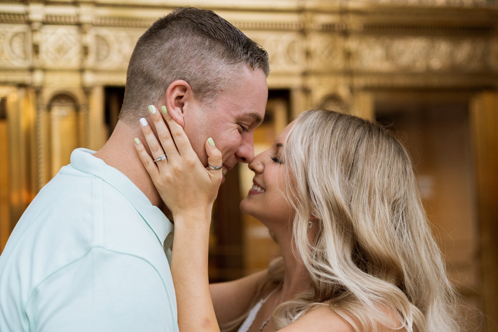 newly engaged couple holding each other Illinois Wedding Planners