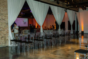 Chairs set up for a wedding in Venue West Chicago